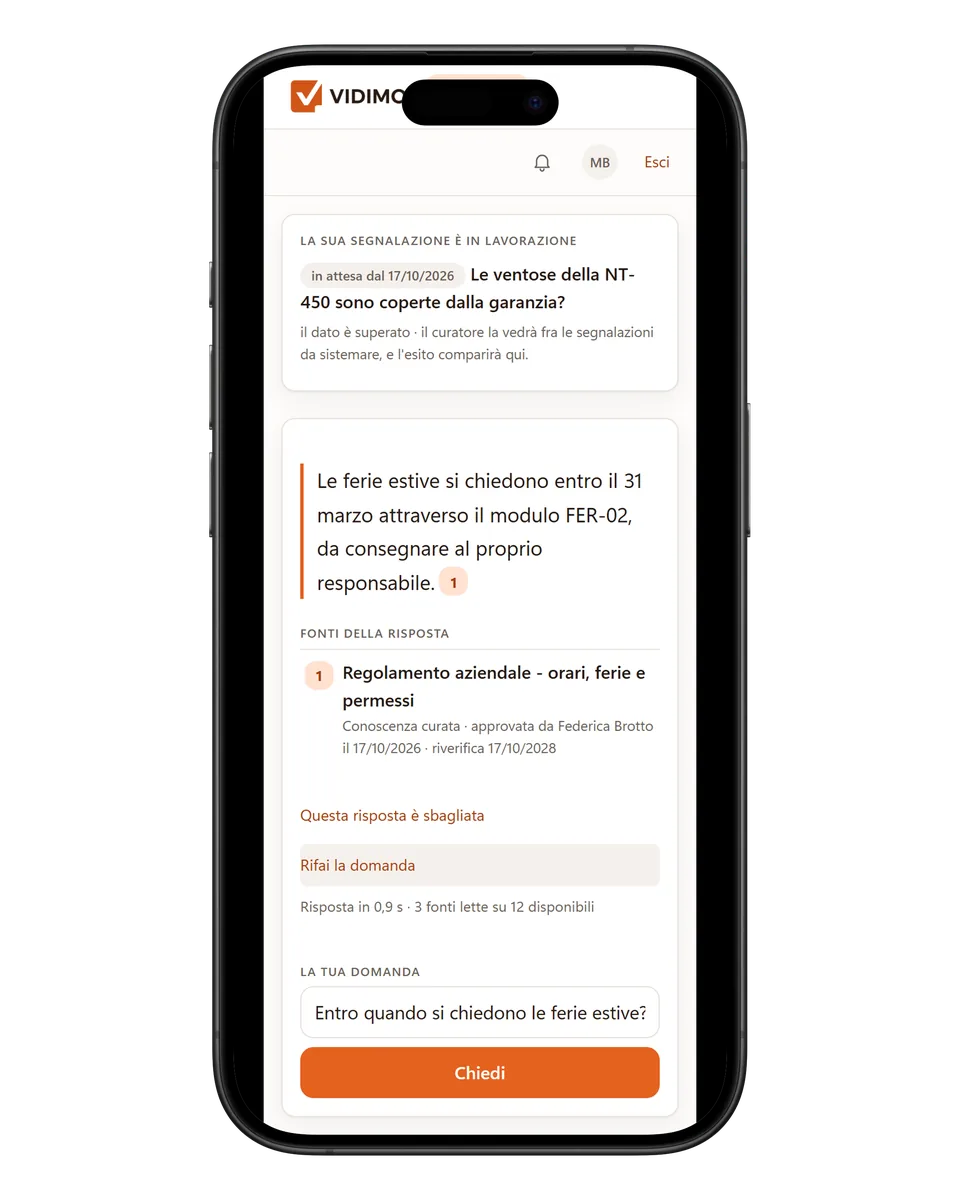Domanda e risposta di Vidimo dallo smartphone, con la fonte citata
